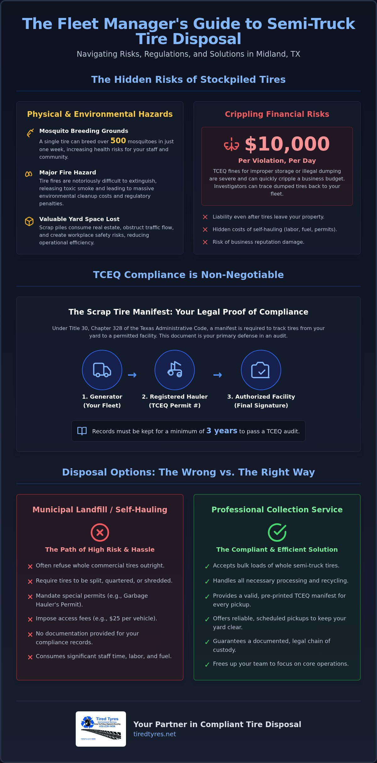 Semi-Truck Tire Disposal in Midland, TX: The 2026 Fleet Manager’s Guide